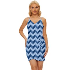 Modern Retro Chevron Patchwork Pattern Wrap Tie Front Dress by GardenOfOphir