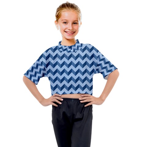 Modern Retro Chevron Patchwork Pattern Kids Mock Neck Tee by GardenOfOphir