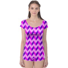 Modern Retro Chevron Patchwork Pattern Boyleg Leotard  by GardenOfOphir