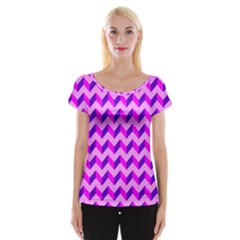 Modern Retro Chevron Patchwork Pattern Cap Sleeve Top by GardenOfOphir