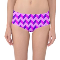 Modern Retro Chevron Patchwork Pattern Mid-waist Bikini Bottoms by GardenOfOphir