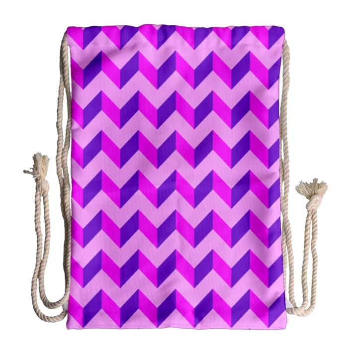 Modern Retro Chevron Patchwork Pattern Drawstring Bag (Large)