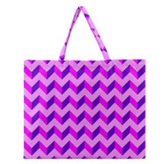 Modern Retro Chevron Patchwork Pattern Zipper Large Tote Bag by GardenOfOphir