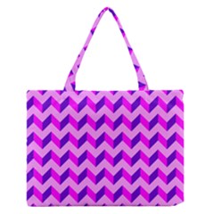 Modern Retro Chevron Patchwork Pattern Zipper Medium Tote Bag by GardenOfOphir