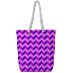 Modern Retro Chevron Patchwork Pattern Full Print Rope Handle Tote (small) by GardenOfOphir