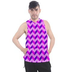 Modern Retro Chevron Patchwork Pattern Men s Sleeveless Hoodie by GardenOfOphir