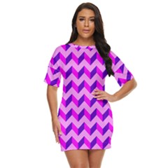 Modern Retro Chevron Patchwork Pattern Just Threw It On Dress by GardenOfOphir