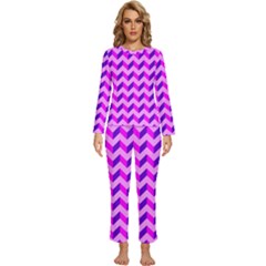 Modern Retro Chevron Patchwork Pattern Womens  Long Sleeve Lightweight Pajamas Set by GardenOfOphir