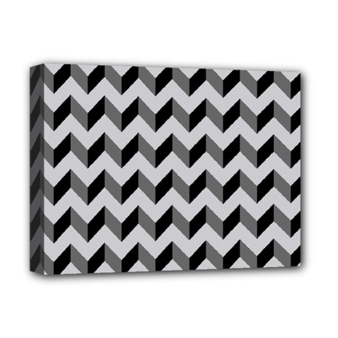 Modern Retro Chevron Patchwork Pattern Deluxe Canvas 16  X 12  (stretched)  by GardenOfOphir