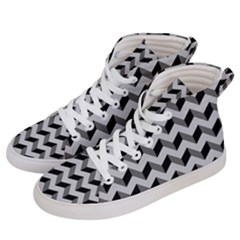 Modern Retro Chevron Patchwork Pattern Men s Hi-top Skate Sneakers by GardenOfOphir