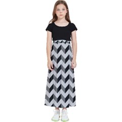 Modern Retro Chevron Patchwork Pattern Kids  Flared Maxi Skirt by GardenOfOphir