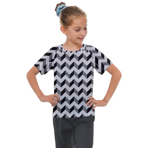 Modern Retro Chevron Patchwork Pattern Kids  Mesh Piece Tee by GardenOfOphir