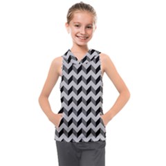 Modern Retro Chevron Patchwork Pattern Kids  Sleeveless Hoodie by GardenOfOphir