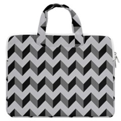 Modern Retro Chevron Patchwork Pattern Macbook Pro 13  Double Pocket Laptop Bag by GardenOfOphir