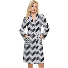 Modern Retro Chevron Patchwork Pattern Long Sleeve Velvet Robe by GardenOfOphir