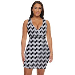 Modern Retro Chevron Patchwork Pattern Draped Bodycon Dress by GardenOfOphir