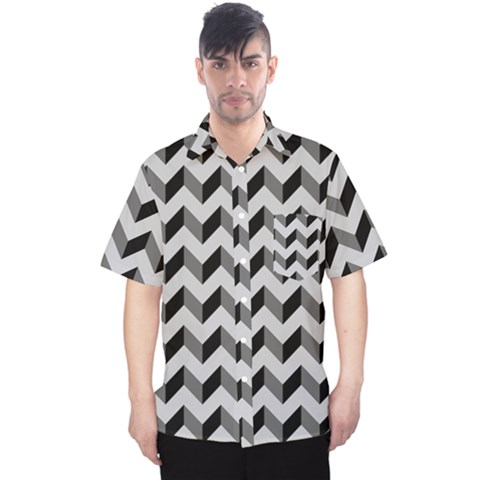 Modern Retro Chevron Patchwork Pattern Men s Hawaii Shirt by GardenOfOphir