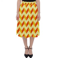 Modern Retro Chevron Patchwork Pattern Classic Midi Skirt by GardenOfOphir