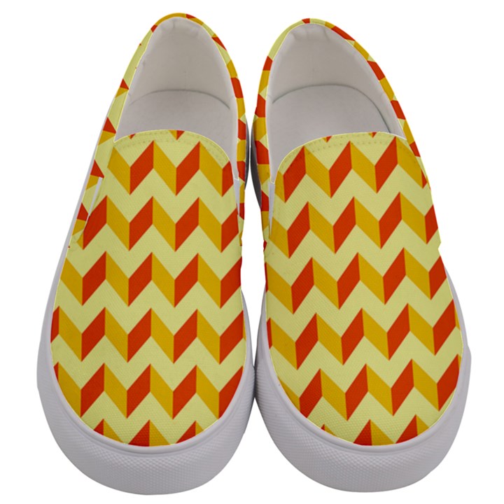 Modern Retro Chevron Patchwork Pattern Men s Canvas Slip Ons