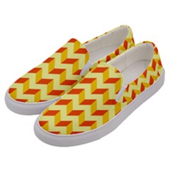 Modern Retro Chevron Patchwork Pattern Men s Canvas Slip Ons by GardenOfOphir