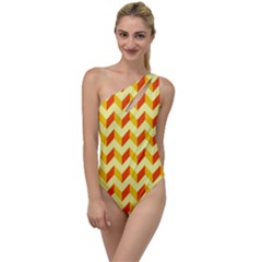 Modern Retro Chevron Patchwork Pattern To One Side Swimsuit by GardenOfOphir