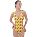 Modern Retro Chevron Patchwork Pattern Side Cut Out Swimsuit View1