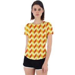 Modern Retro Chevron Patchwork Pattern Back Cut Out Sport Tee by GardenOfOphir