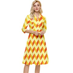 Modern Retro Chevron Patchwork Pattern Classy Knee Length Dress by GardenOfOphir