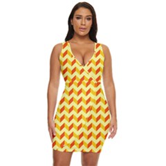 Modern Retro Chevron Patchwork Pattern Draped Bodycon Dress by GardenOfOphir