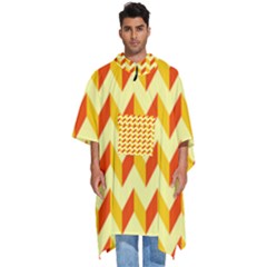 Modern Retro Chevron Patchwork Pattern Men s Hooded Rain Ponchos