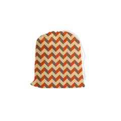 Modern Retro Chevron Patchwork Pattern Drawstring Pouch (small) by GardenOfOphir