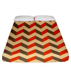 Modern Retro Chevron Patchwork Pattern Fitted Sheet (king Size) by GardenOfOphir