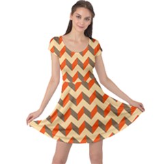 Modern Retro Chevron Patchwork Pattern Cap Sleeve Dress by GardenOfOphir