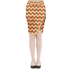 Modern Retro Chevron Patchwork Pattern Midi Wrap Pencil Skirt by GardenOfOphir