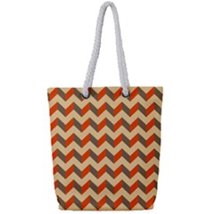 Modern Retro Chevron Patchwork Pattern Full Print Rope Handle Tote (small) by GardenOfOphir