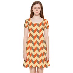 Modern Retro Chevron Patchwork Pattern Inside Out Cap Sleeve Dress by GardenOfOphir