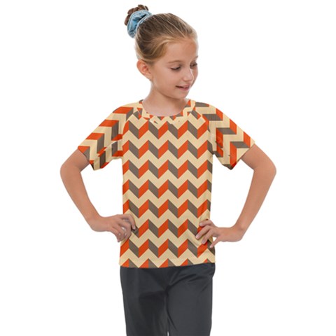 Modern Retro Chevron Patchwork Pattern Kids  Mesh Piece Tee by GardenOfOphir