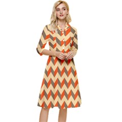 Modern Retro Chevron Patchwork Pattern Classy Knee Length Dress by GardenOfOphir