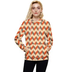 Modern Retro Chevron Patchwork Pattern Women s Lightweight Drawstring Hoodie