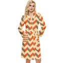 Modern Retro Chevron Patchwork Pattern Long Sleeve Velvet Robe View1