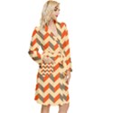 Modern Retro Chevron Patchwork Pattern Long Sleeve Velvet Robe View3