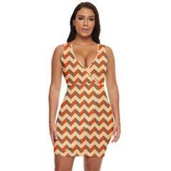 Modern Retro Chevron Patchwork Pattern Draped Bodycon Dress by GardenOfOphir