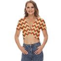 Modern Retro Chevron Patchwork Pattern Twist Front Crop Top View1