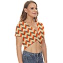 Modern Retro Chevron Patchwork Pattern Twist Front Crop Top View3