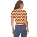 Modern Retro Chevron Patchwork Pattern Twist Front Crop Top View4