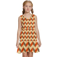 Modern Retro Chevron Patchwork Pattern Kids  Sleeveless Tiered Mini Dress by GardenOfOphir