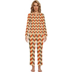 Modern Retro Chevron Patchwork Pattern Womens  Long Sleeve Lightweight Pajamas Set by GardenOfOphir