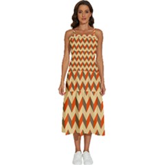 Modern Retro Chevron Patchwork Pattern Sleeveless Shoulder Straps Boho Dress by GardenOfOphir