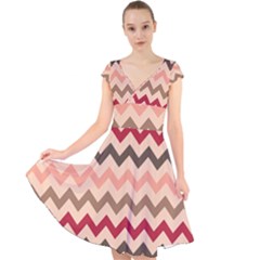 Chevron Pattern Gifts Cap Sleeve Front Wrap Midi Dress