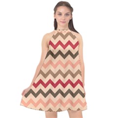 Chevron Pattern Gifts Halter Neckline Chiffon Dress  by GardenOfOphir